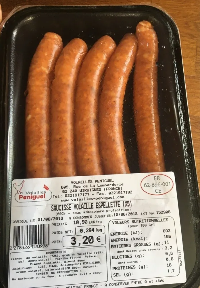 Saucisses volaille espelette