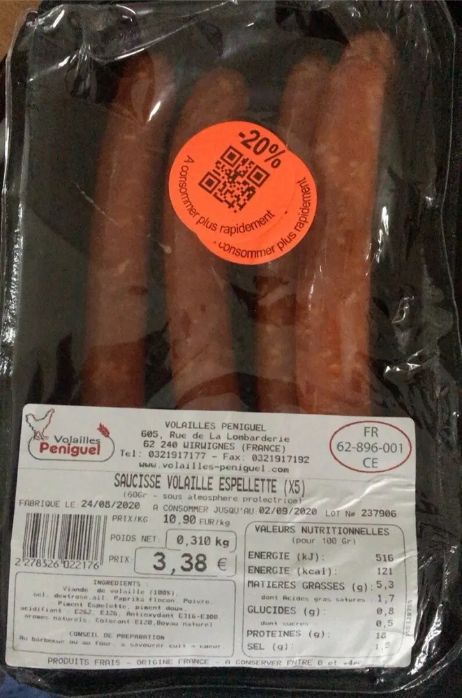 Saucisse volaille espelette