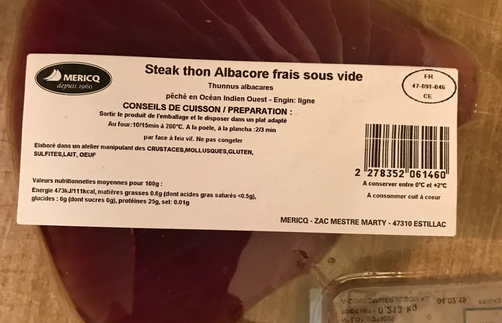 Steak de thon albacore