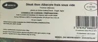 Steak thon Albacore frais sous vide