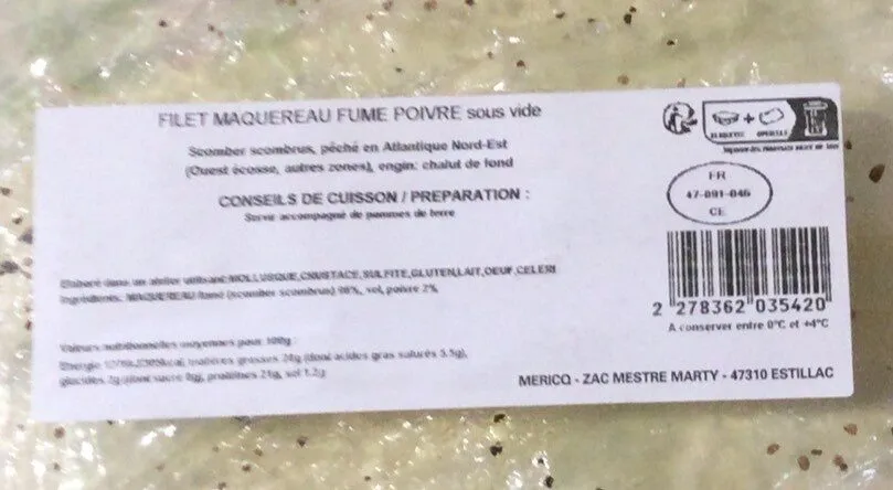 Filet de maquereau fume poivre