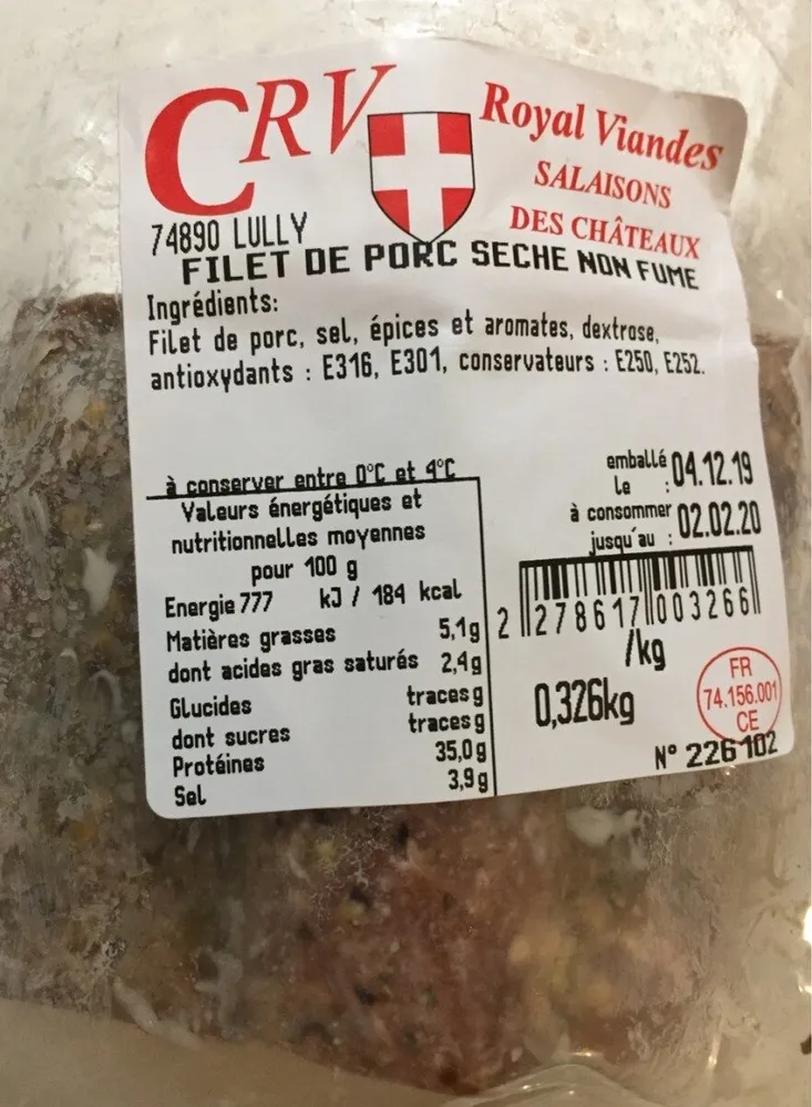 Filet de porc séché