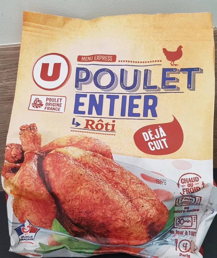 Poulet entier roti déjà cuit U