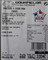 Saucisse à cuire non fumée