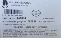 Tranches jambon cuit supérieur