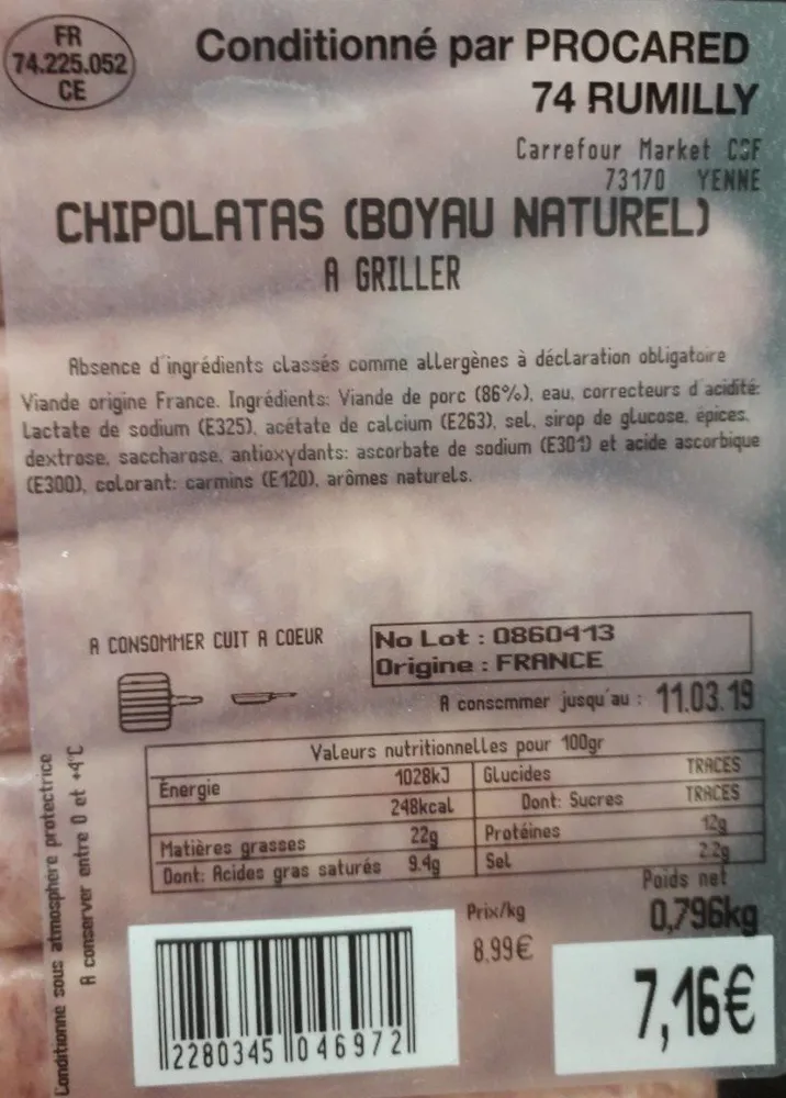 Chipolatas (Boyau naturel)