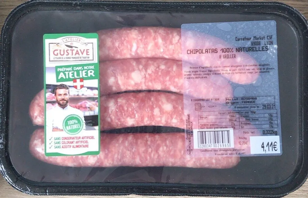 Chipolatas 100% naturelles