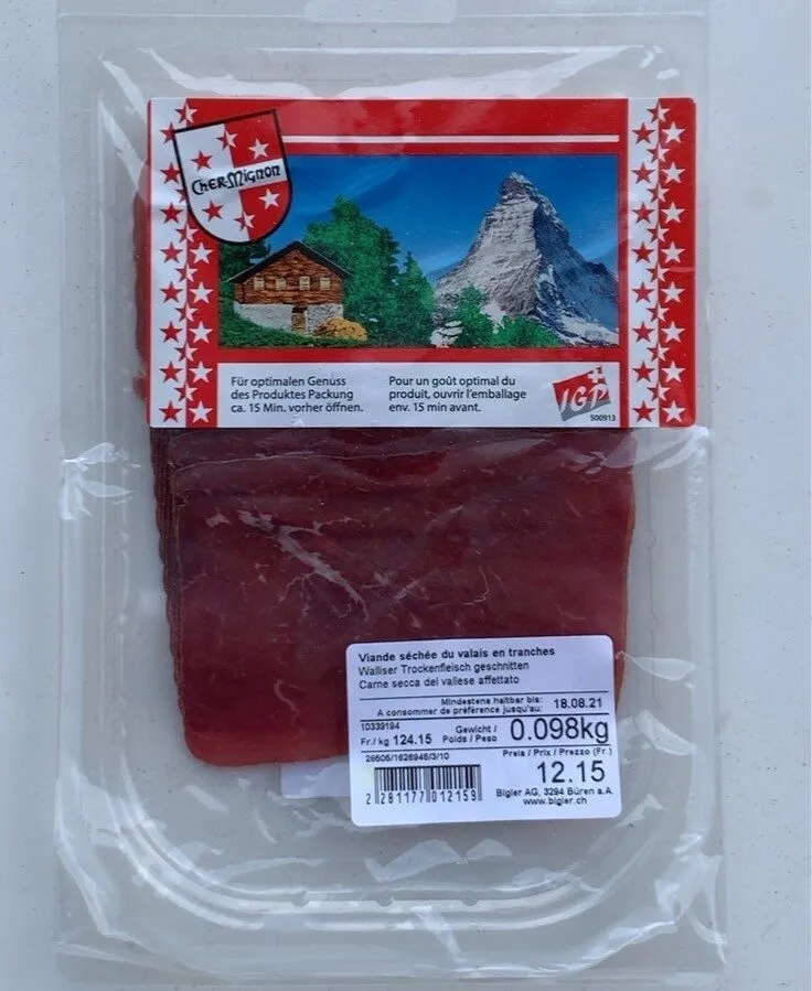 Viande séchée du Valais en tranches
