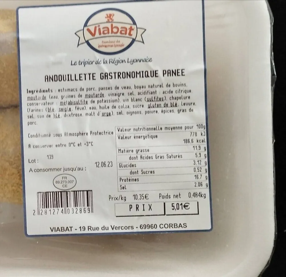Andouillette gastronomique panée