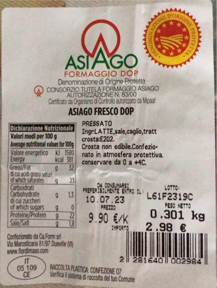 ASIAGO FRESCO DOP