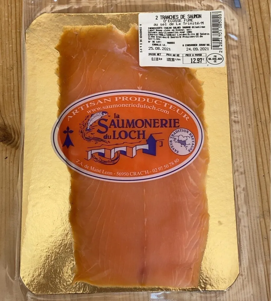 2 tranches de saumon fumé