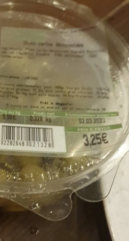 Olives vertes dénoyautées