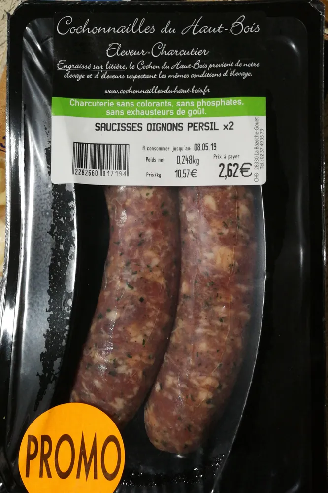 saucisses oignons persil