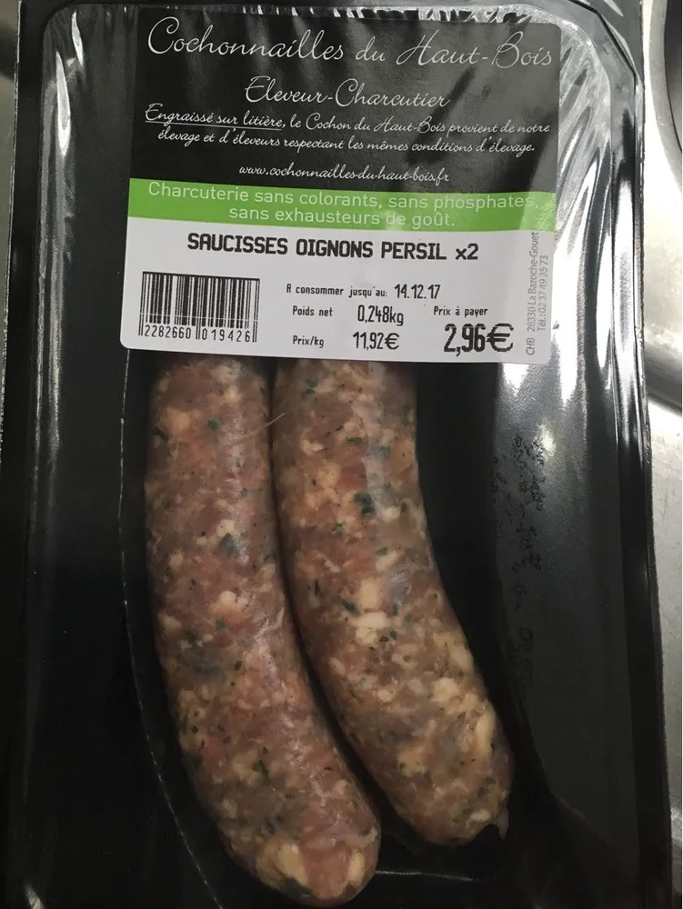 Saucisses oignons persil