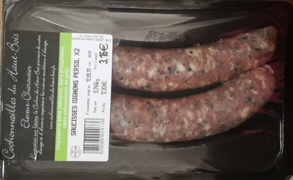 Saucisses oignons persil x2