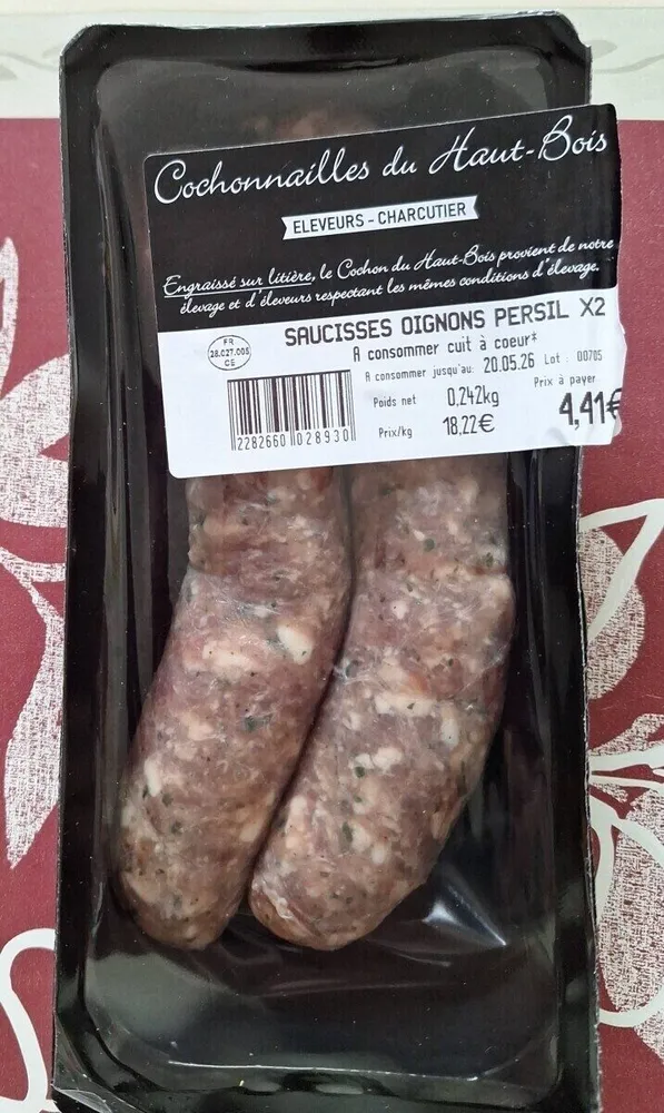 Saucisses oignons persil