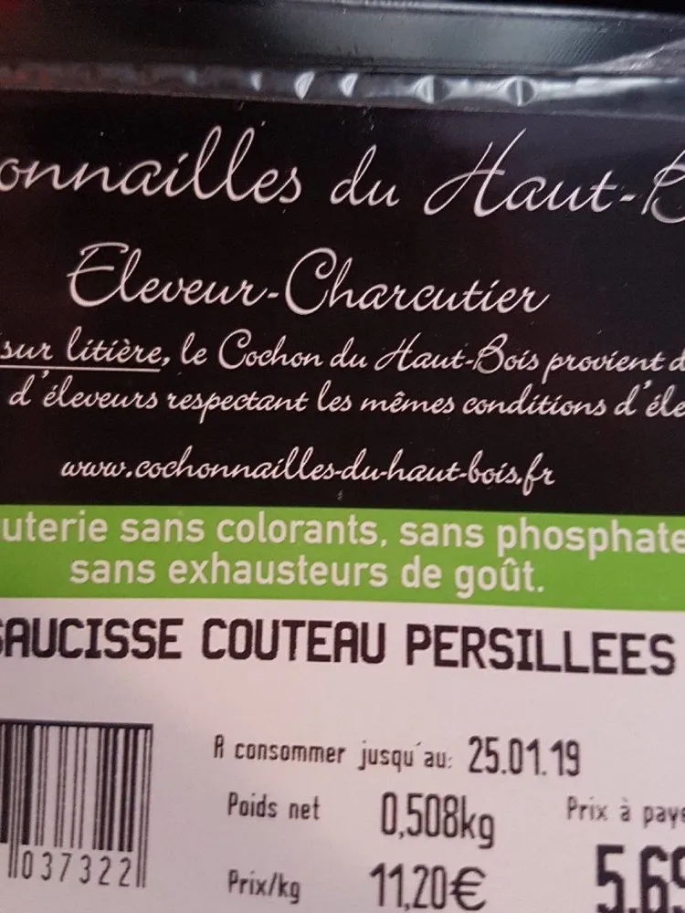 Saucisse couteau persillée