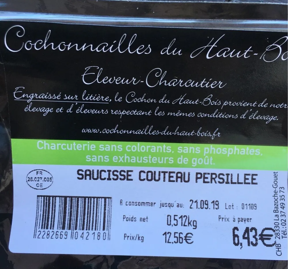 Saucisse couteau persillee