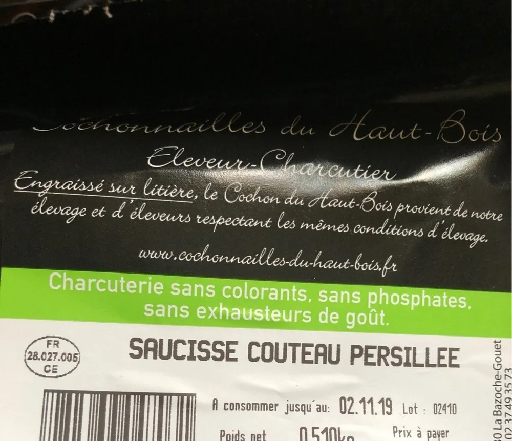 Saucisse couteau persillee