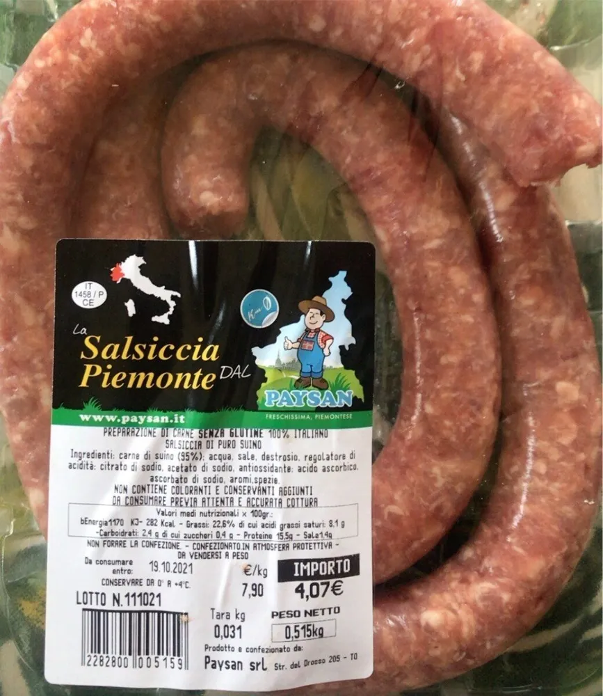 La salsiccia dal Piemonte