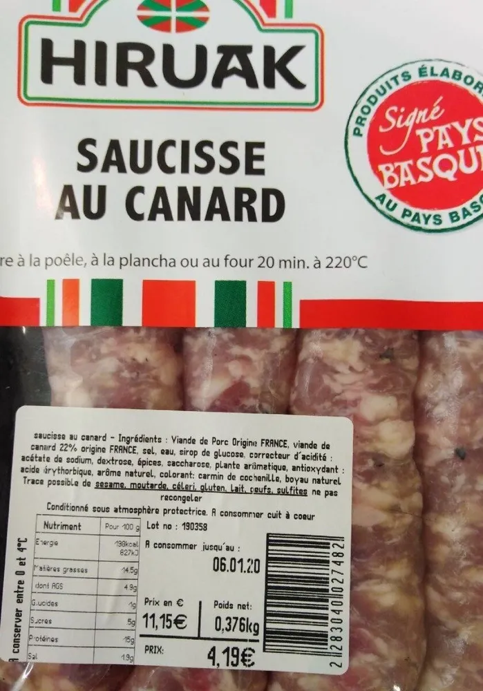 saucisses canard
