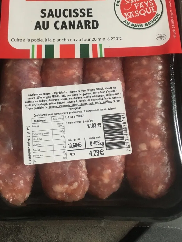 Saucisse de canard