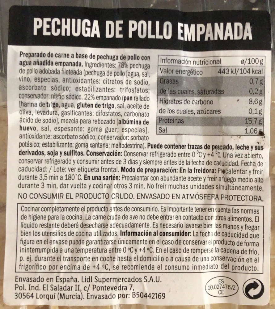 Pechuga de pollo empanada