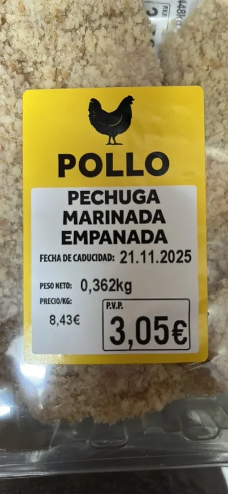 Pechuga empanada de pollo