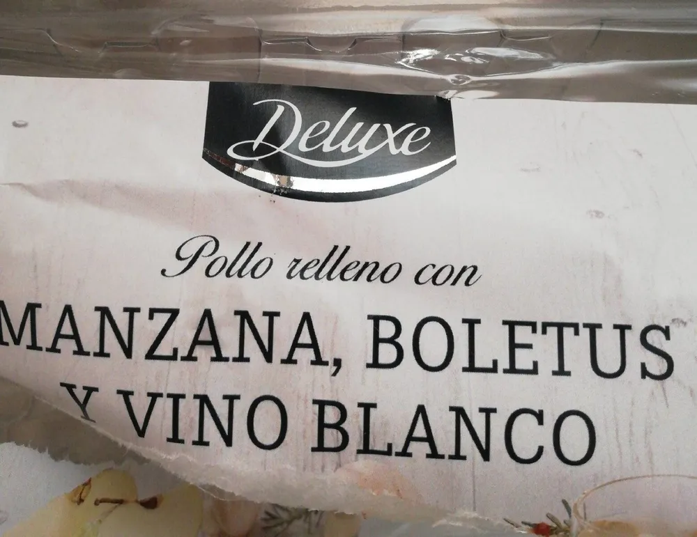Pollo relleno con manzana boletus y vino blanco