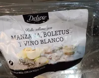Pollo relleno con manzana, boletus y vino blanco