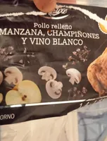 Pollo relleno manzana champiñones y vino blanco