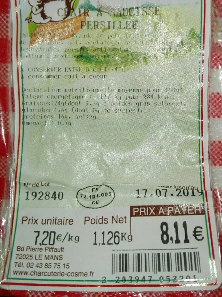 Chair à saucisse persillée