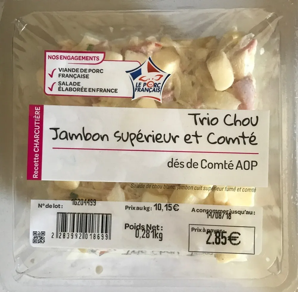 Trio chou, jambon supérieur et comté AOP