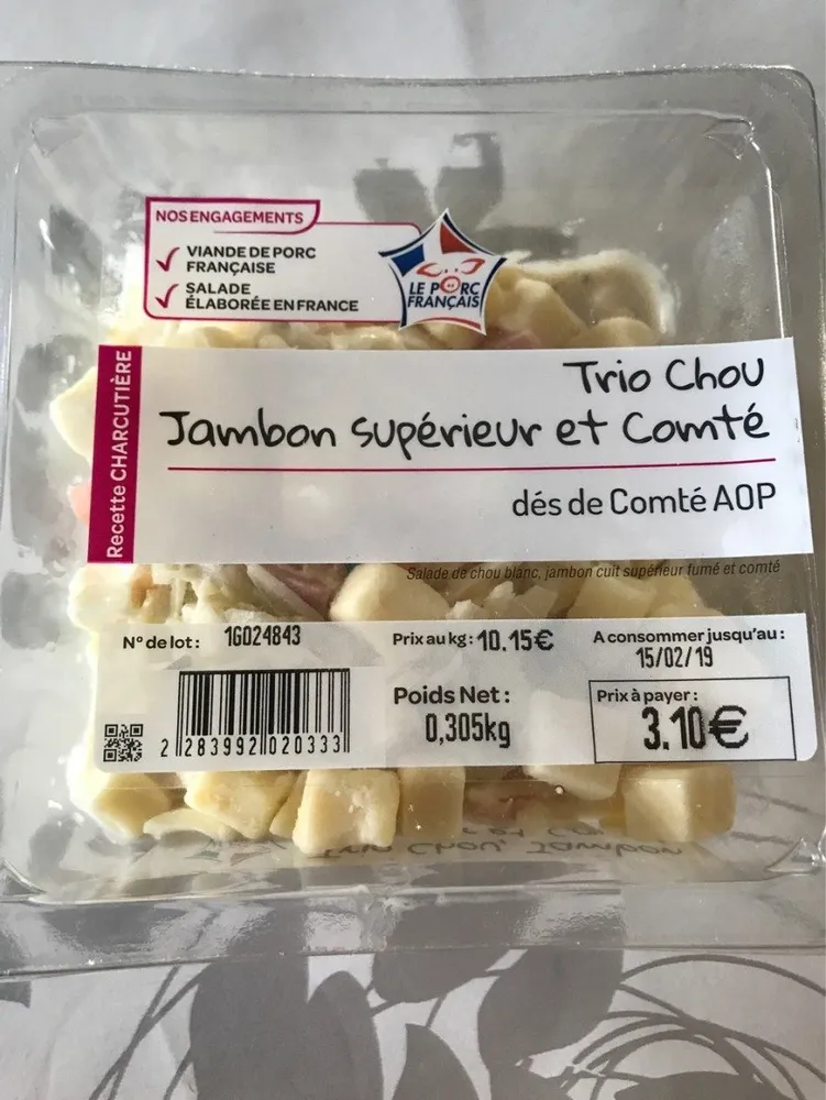 Trio chou Jambon supérieur et Comté