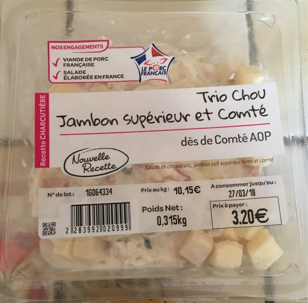 Trio chou jambon superieur et compté