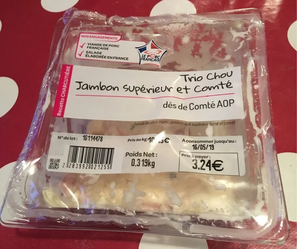 Trio choux, jambon supérieur et comté