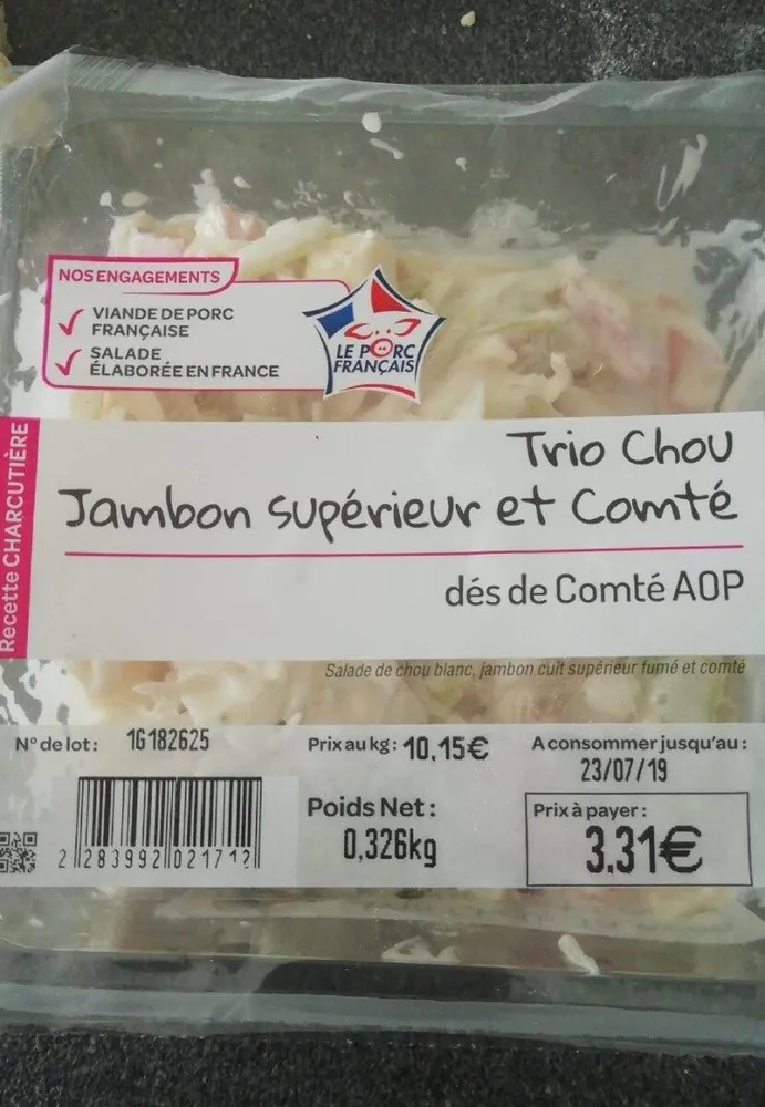 Trio Chou Jambon et Comté
