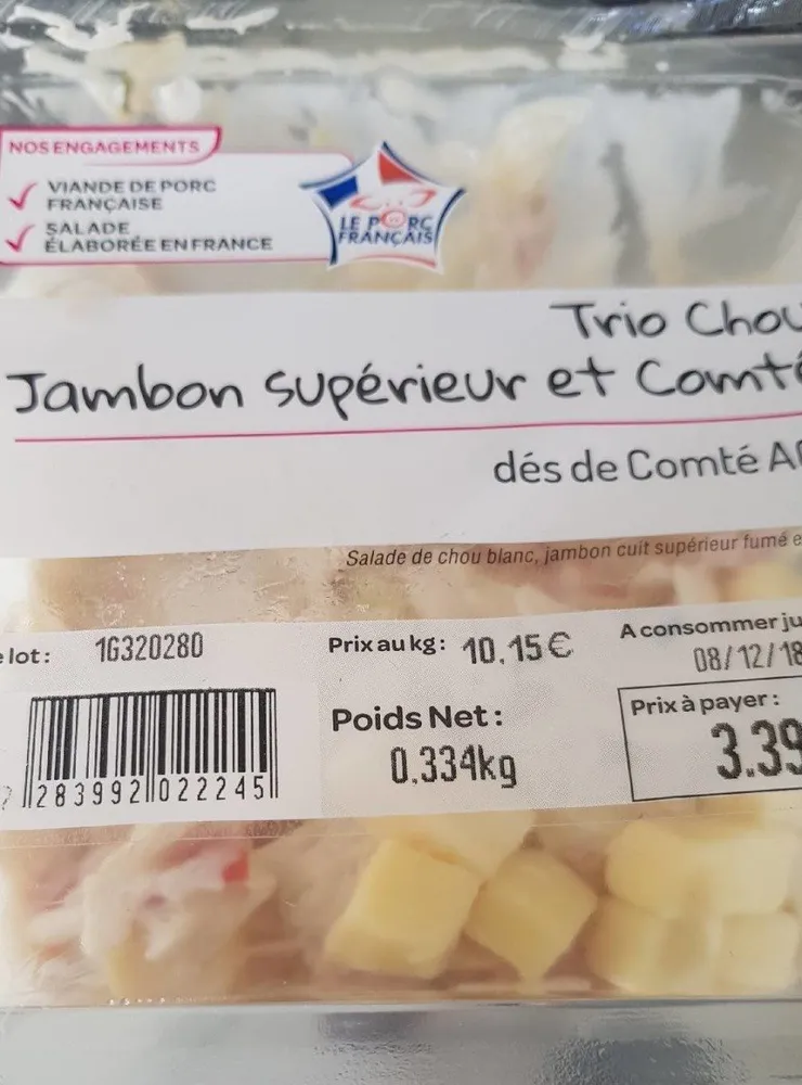 Trio chou jambon supérieur comté