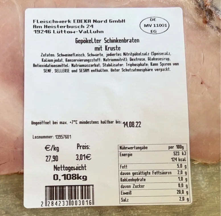 Gepökelter schinkenbraten mit kruste