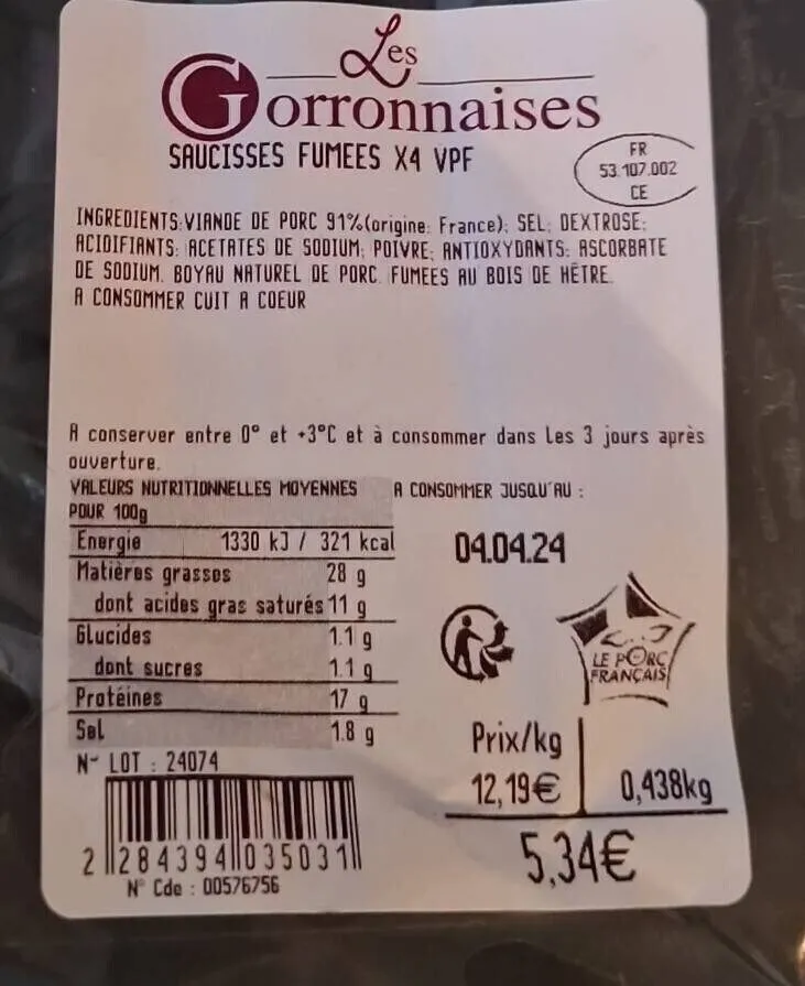 Saucisses Fumées ×4