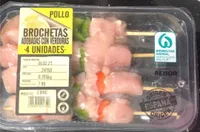 Brochetas de pollo adobadas con verduras