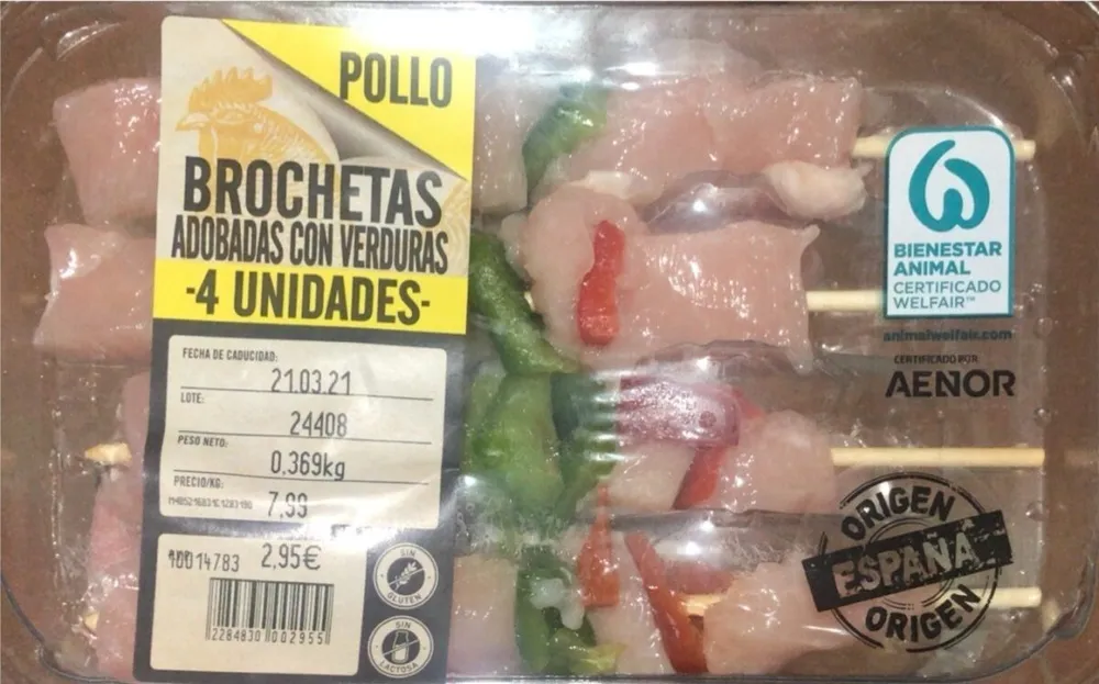 Brochetas adobadas con verduras