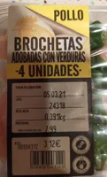 Brochetas adobadas con verduras