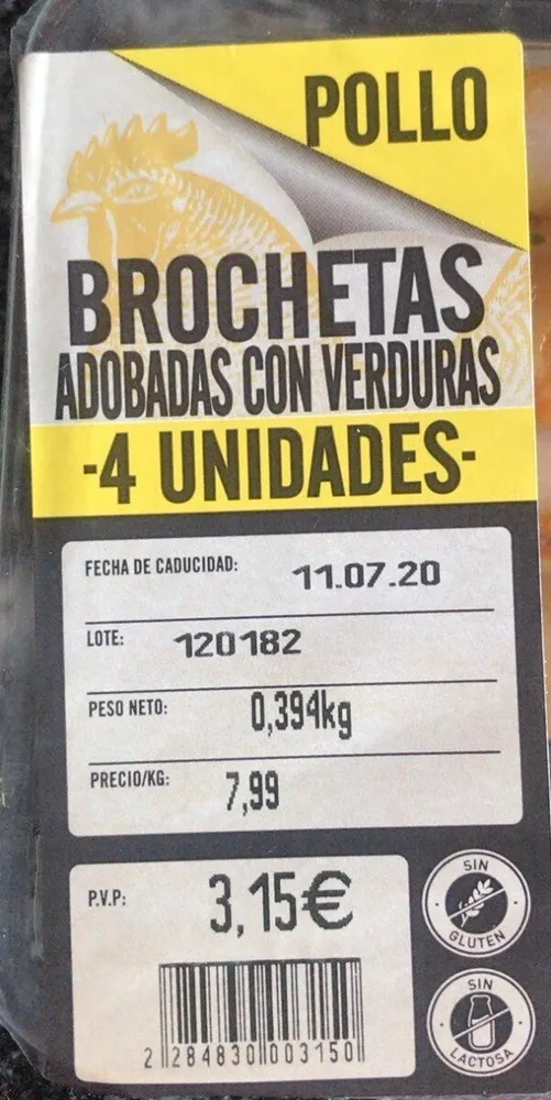 Brochetas adobadas con verduras