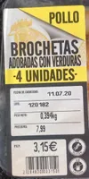 Brochetas adobadas con verduras