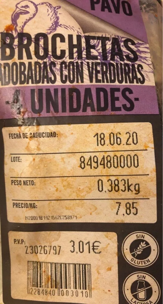Brochetas adobadas con verduras