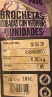 Brochetas adobadas con verduras