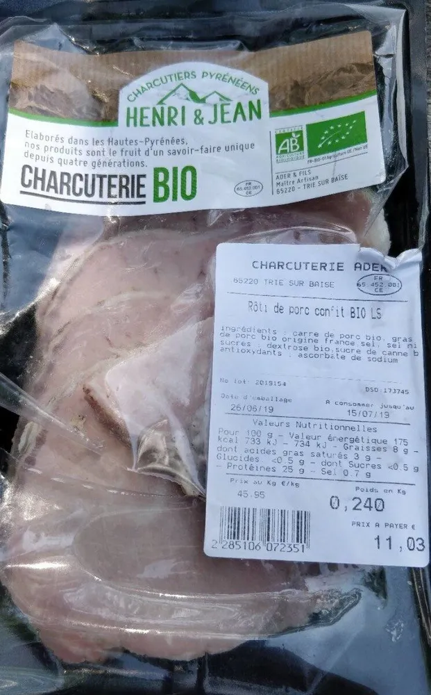 Rôti de porc confit bio