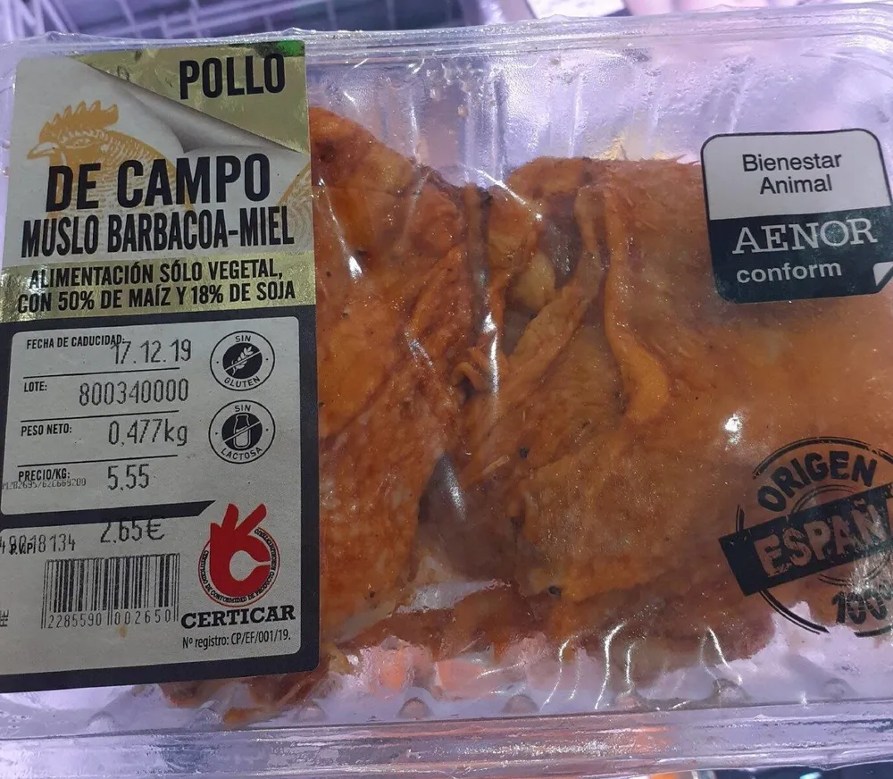 Pollo de campo muslo barbacoa miel