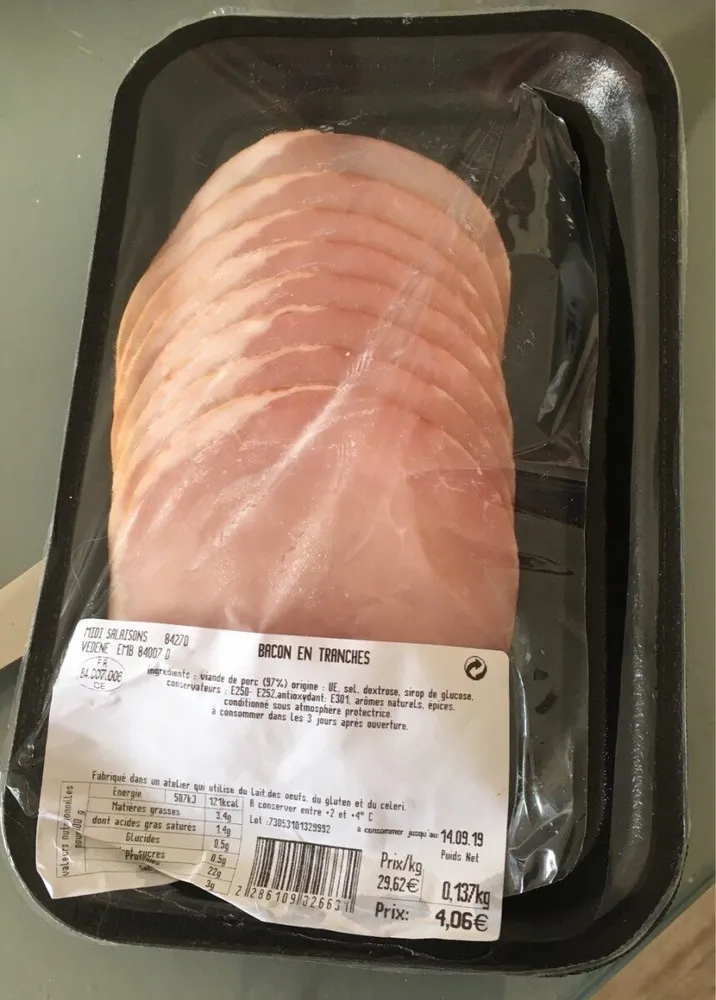 Bacon en tranches